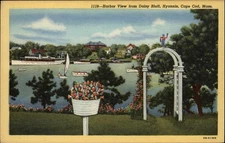 Cape Cod Massachusetts ~ Hyannis ~ Daisy Bluff view ~ ships ~ linen postcard