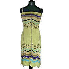 H&M Green Knit Crochet Knit Dress Chevron UK 6-8 *bnwot* y2k vtg