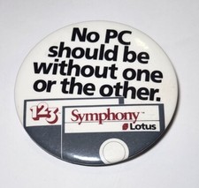 Vintage Lotus Symphony PC Software Button Pin Back IT Computer Professional 3"