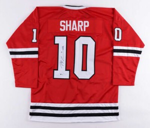 Patrick Sharp Signed Chicago Blackhawk Jersey (Beckett Holo) 3xStanley Cup Champ
