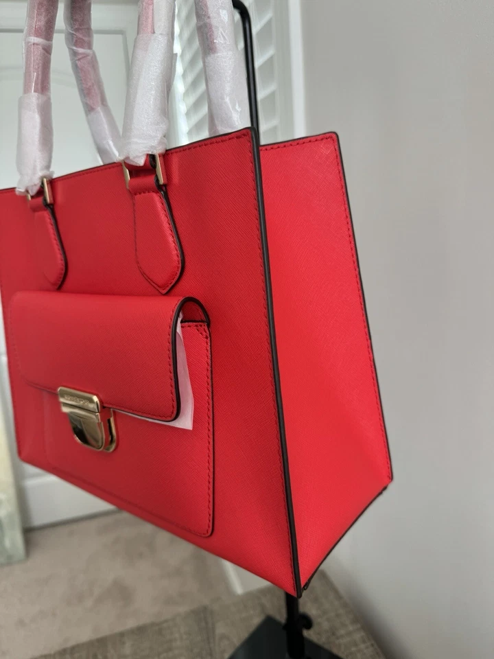 Bolso de Mano Michael Kors Bridgette Mediano Cuero Saffiano - Sangría Oscura Nuevo Con Etiquetas Foto 3 de 4