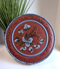 14 3/4  Norwegian Rosemaling Wooden Decorative Plate Birthday Cake Plate Signed