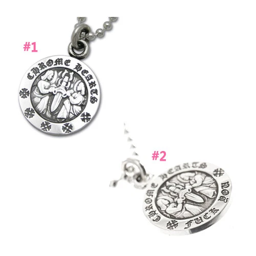CHROME HEARTS Autentica [Cuori Cromati] Collana Medallion Angelo V1 FU V2 (*Scegli una)