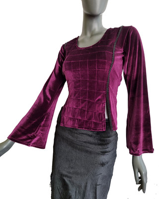 Samtshirt bordeau Longsleeve Gothic Mittelalter Witch Gr. 34/36  kleine 38