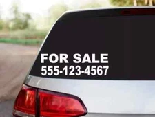 For Sale Car Truck Decal Sign Custom Phone Number Sticker Boat Trailer Suv