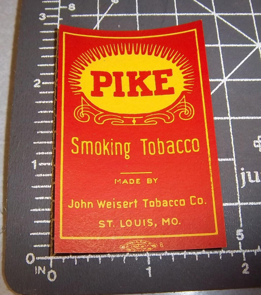 Vintage Original label, PIKE smoking tobacco pouch label, great graphics & color