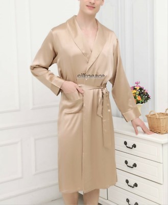 SILKPEACE 2nd Item FREE SHIP Mens Silk Satin Robe Pajamas Lounge Bath Robe Sleep