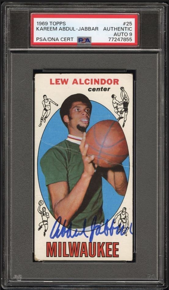 1969 Topps Kareem Abdul-Jabbar Signed Rookie Basketball Card Certified PSA/DNA 9