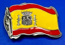 Spain Spanish Madrid Barcelona Flags Enameled Figural Patriotic Belt Buckles