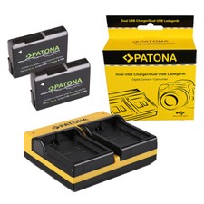 2x Batteria Patona Premium + caricabatteria USB dual per Nikon D3200,Df,D5200