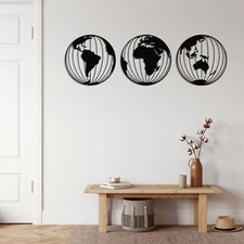 World Map Metal Wall Art, Metal Wall Decor, Home Decor Wall Art, Wall Sculpture