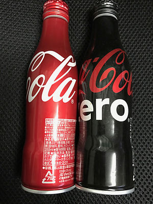 Japan rare long-deleted Coca-Cola COKE / ZERO ALUMINUM bottle x2 open used COOL