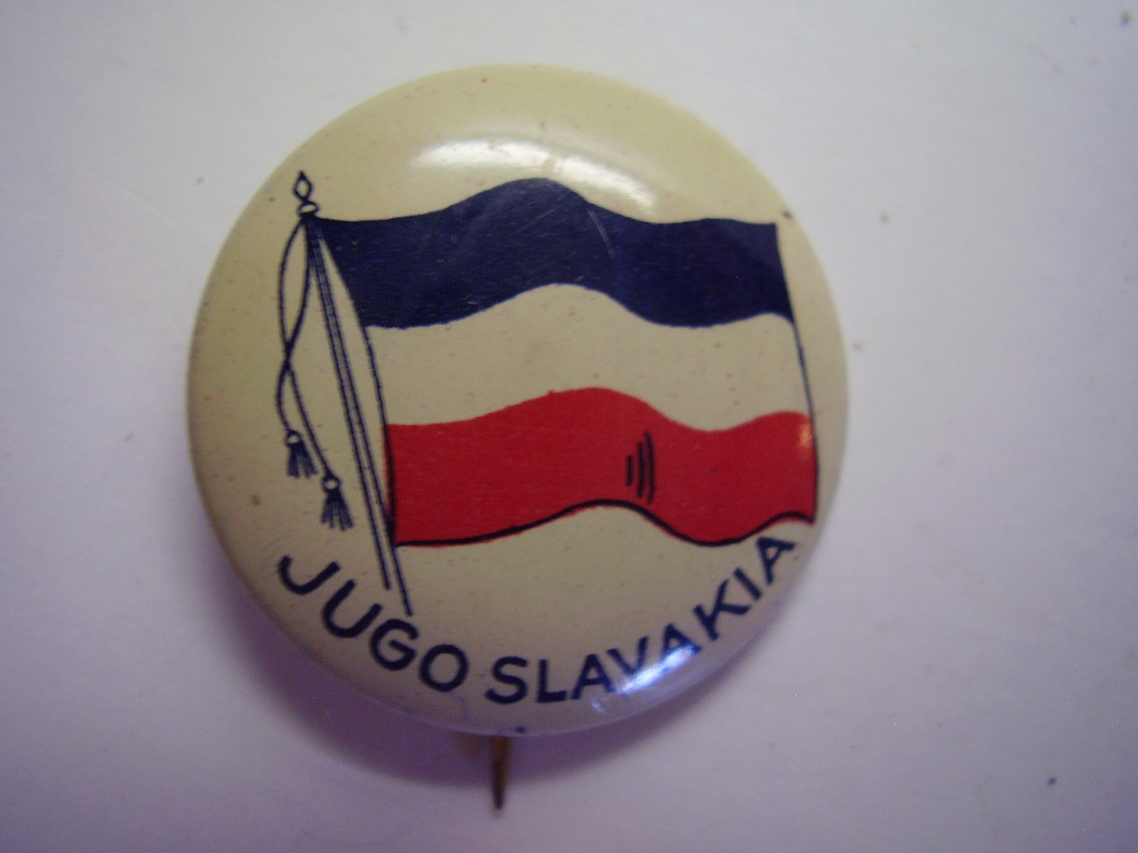 Vintage Metal Pinback Jugoslavakia Flag
