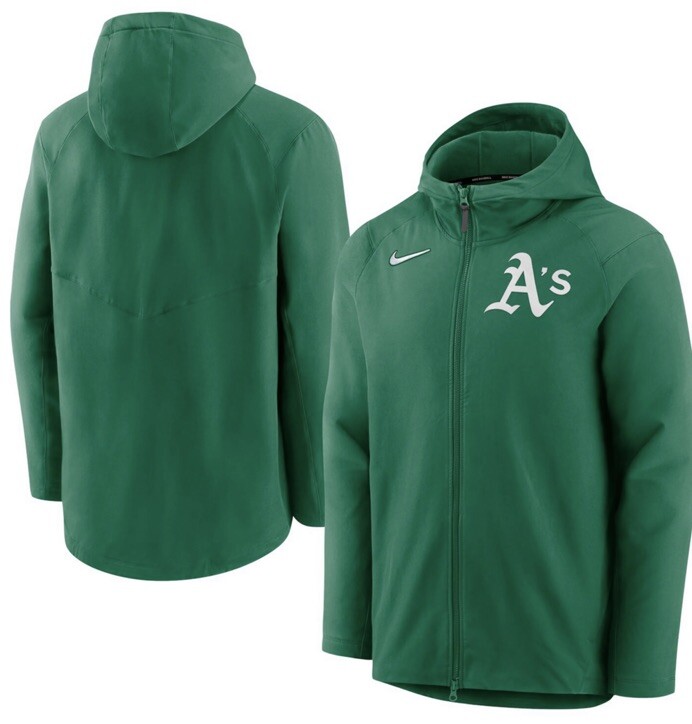 Oakland Athletics Nike Collection Performance Therma Raglan Full-Zip Hoodie 2XL