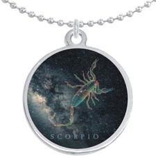Scorpio Zodiac Stars Round Pendant Necklace Beautiful Fashion Jewelry