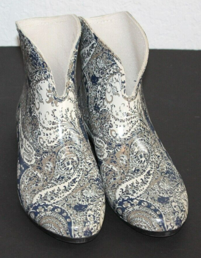 Keddo rain boots womens Size 38 blue/gray paisley Fall/Winter lightweight-image