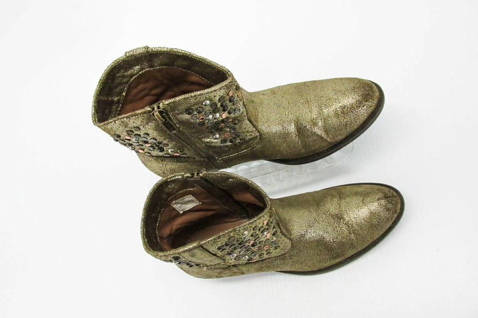 Bota Frye Mujer Deborah Tachonada Corta Talla 5B Dorada Western Chelsea Usada qp Foto 2 de 4