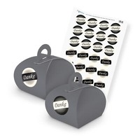 Itenga Set Danke M36 24X Geschenkbox Karton Mit Griff Grau Und Sticker