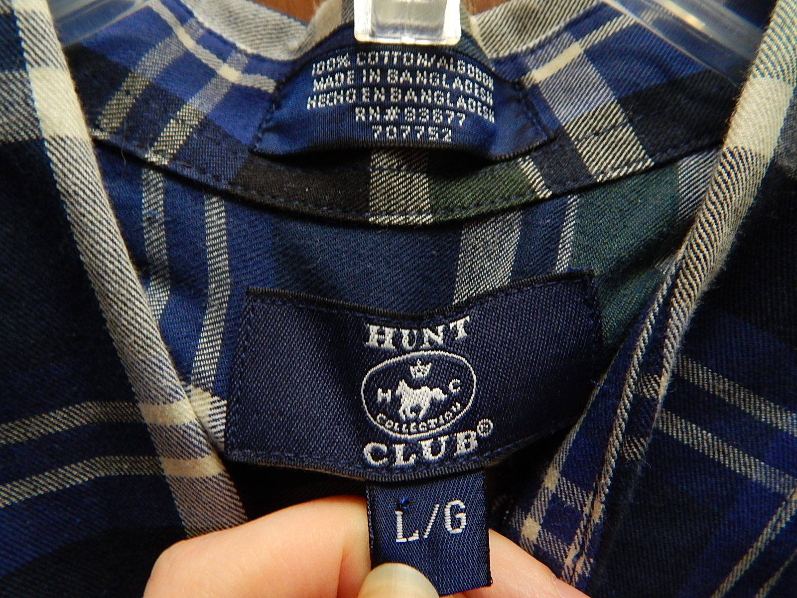 Hunt Club Men's L Blue Green Plaid Long Sleeve Shirt New eBay