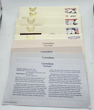 Lot of (5) 1991 First Day of Issue Comedians 22k Gold Stamps Sealed In Envelopes