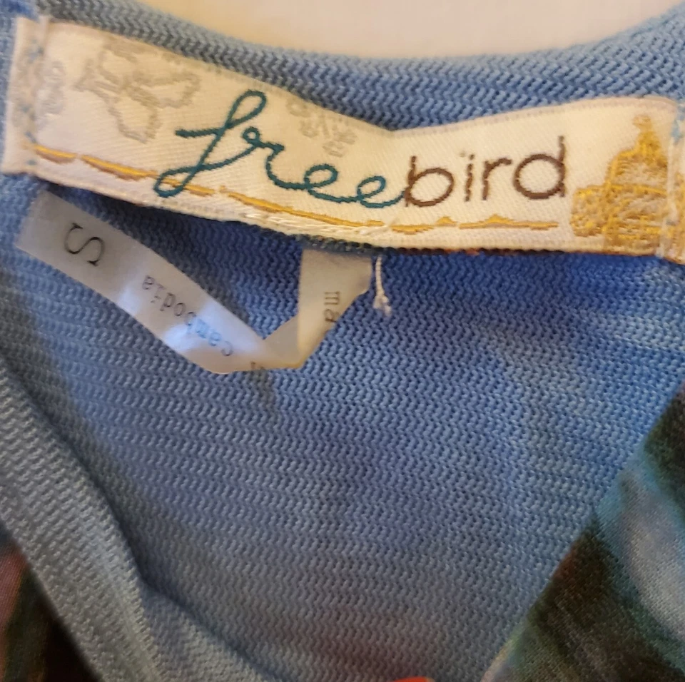 Vestido Freebird Azul Acuarela Diseño Solero Verano Mujer Talla S Fluido Forrado  Foto 3 de 4