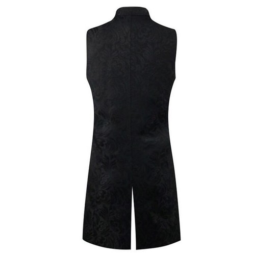 Schwarze Frack Weste Herren Brokat Viktorianisch Gothic Barock Steampunk L - XL - Bild 2 von 4