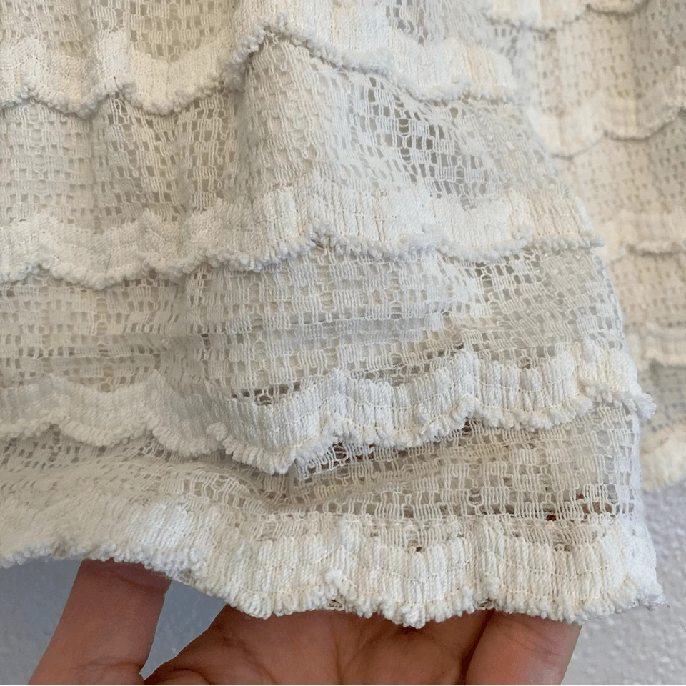 Vestido formal de encaje festoneado marfil para niñas cremallera dorada -3T Foto 3 de 4