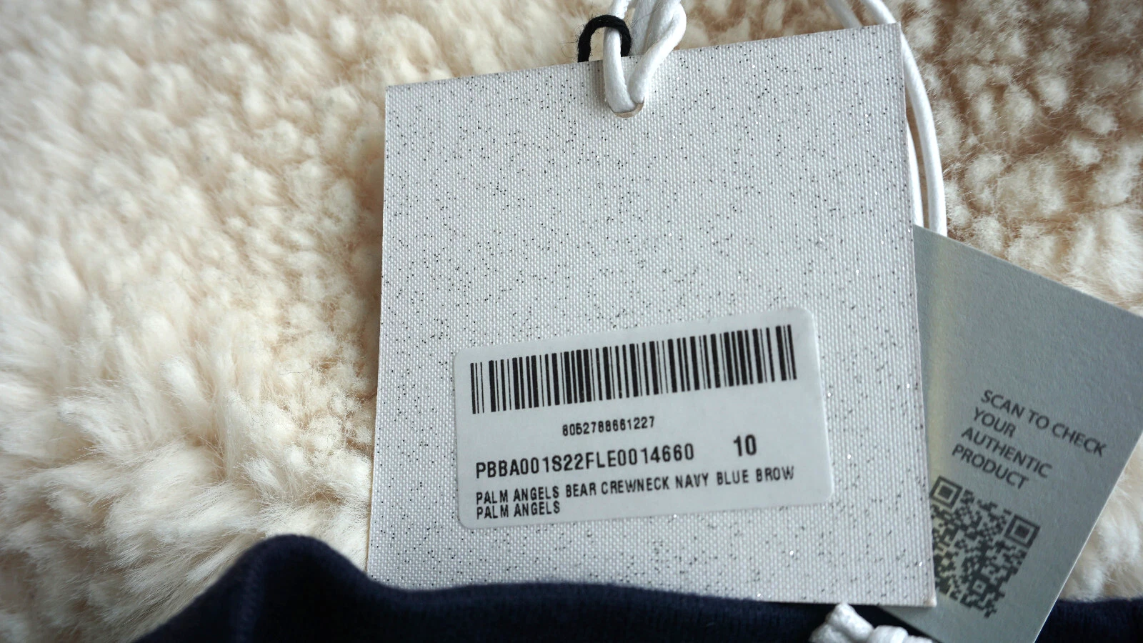 Maglione Palm Angels Orso Girocollo Blu Navy Marrone Taglia 10 Nuovo con etichette