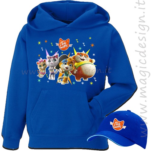 Felpa sweats cappuccio tasca bambino 44 GATTI cats Lampo Milady Pilou  Polpetta | eBay