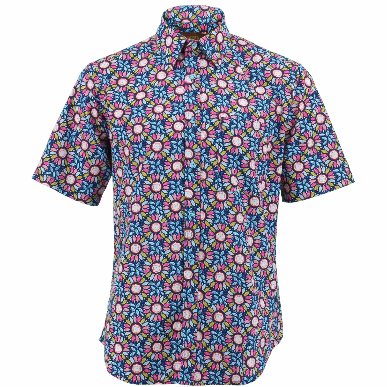 Mens Shirt Loud Originals REGULAR FIT Kaleidoscope Blue Retro Psychedelic Fancy