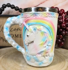 Ebros Sacred Rainbow Unicorn Mug 12oz Celtic Knots Rim Tankard Coffee Cup 5"H