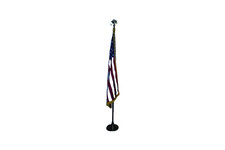 3x5 FT Nylon US Flag Set with Liberty Stand Col Glo Indoor Display Eagle Topper