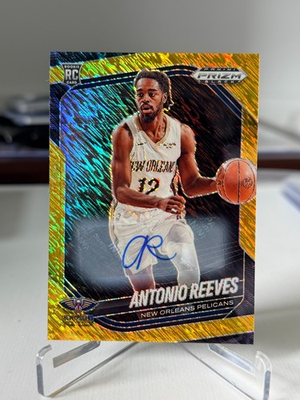 #ad 2024 25 Prizm Black Antonio Reeves 10 Gold Shimmer FOTL Rookie Auto RC $35.99