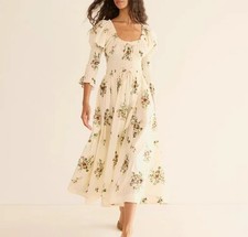 Women Doen Cotton Square Neck Floral Fit & Flare Midi Dress