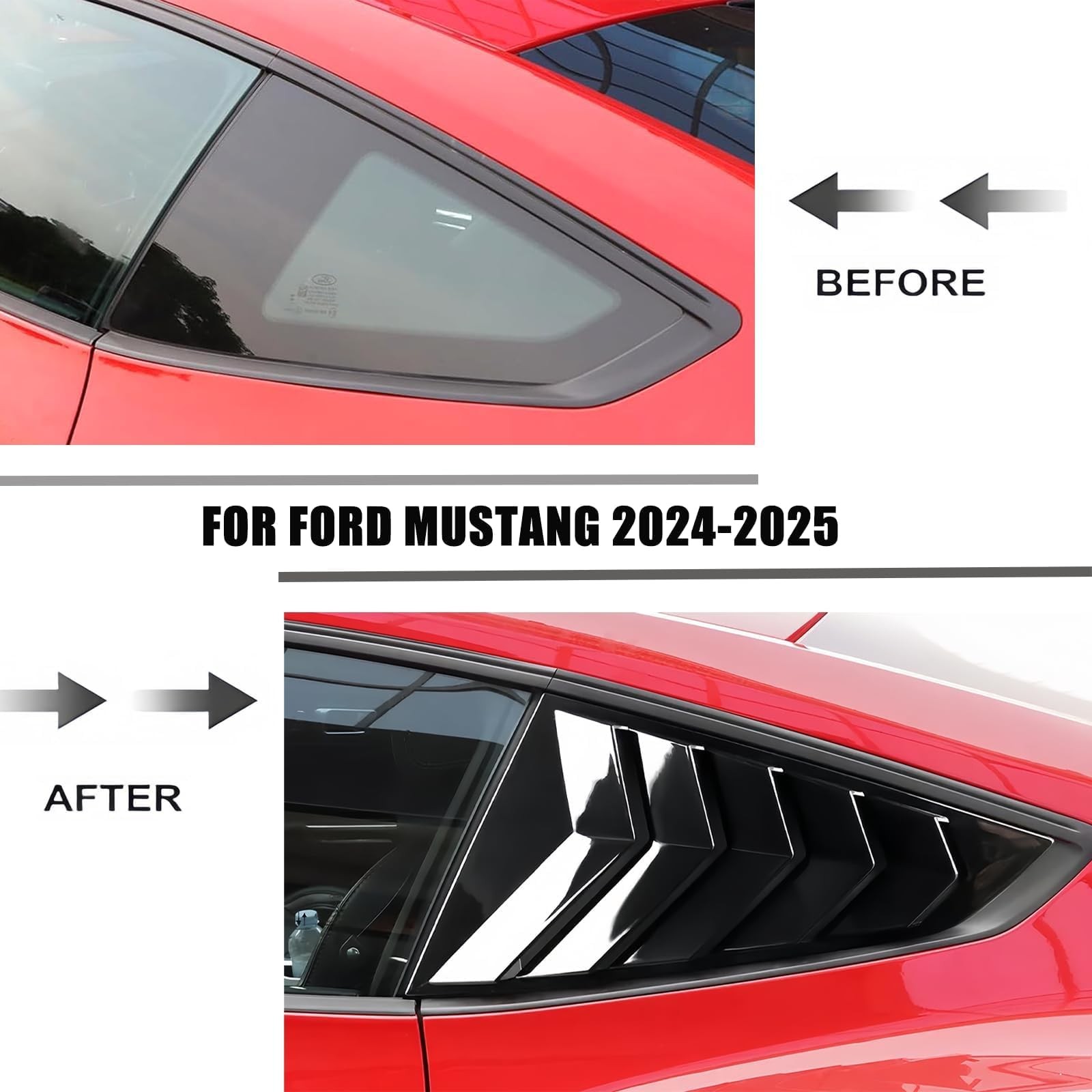 Window Louver 2Pcs Side Vent Window Louvers for Ford Mustang ABS Exterior Trim