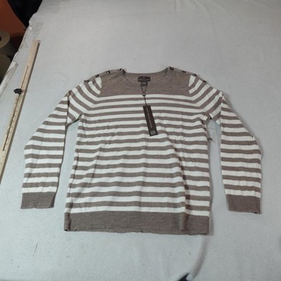 Fenn Wright Manson Sweater Womens XL Brown Striped 100% Merino Wool Knit Top