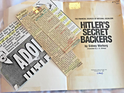 Hitler's Secret Backers by Sidney Warburg 1983 PBK with Newspaper clippings
