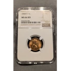1944 S Lincoln Wheat Small Cent MS 66 RD NGC Copper