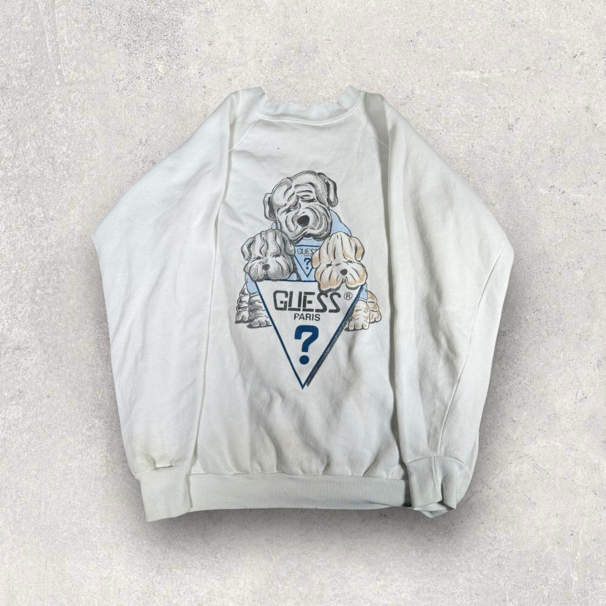 Vintage 80s Guess USA Cute Shar Pei Dogs 1987 Crew Neck Sweatshirt