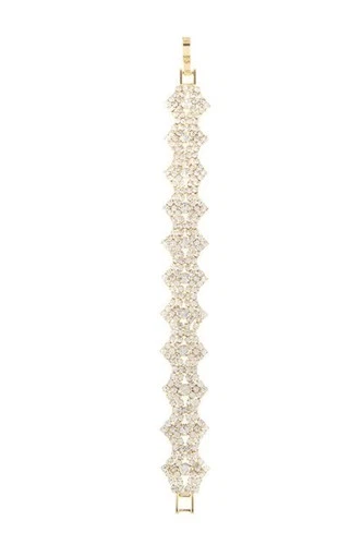 Bracelet Metal Mesh Clear Diamond-Shape Rhinestones Bridal One Size