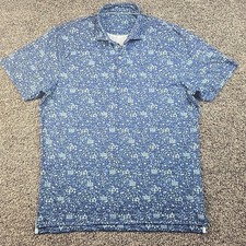 JOHNNIE-O Polo Shirt Mens Large Blue Tailgater 2.0 Football AOP Performance Golf