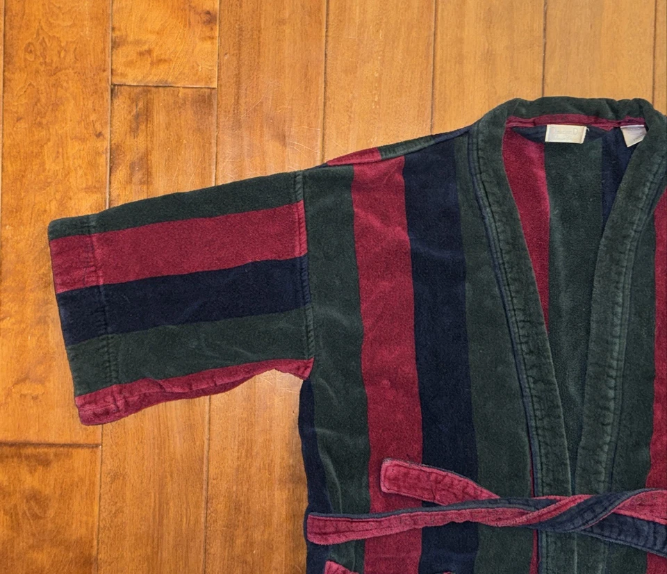 Bata de baño Christian Dior vintage de cámara para hombre talla única a rayas multicolor de colección Foto 4 de 4