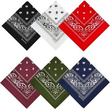 100 Cotton Bandanas, 21 x 21 inches, Set of 6