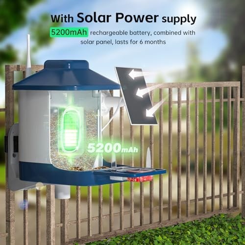 Solarbetriebenes Vogelfutterhaus mit Kamera, AI Vogel ID, Full HD Video, WiFi Warnungen - Bild 5 von 8