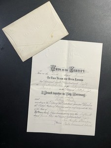  1880 Pittsburgh Pennsylvania Marriage Certificate Embossed with Envelope