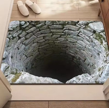 3D Optical Illusion Endless Abyss Non-Slip Door Mat Washable Durable Rug