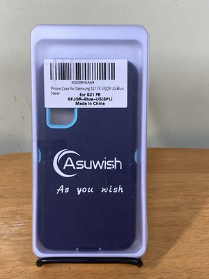 Asuwish Black Blue Phone Case for Samsung S21 FE Shockproof Cover / Accessory