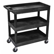 Deep Shelf Utility Cart, High Density Polyethylene (Shelf)/Polyvinyl Chloride