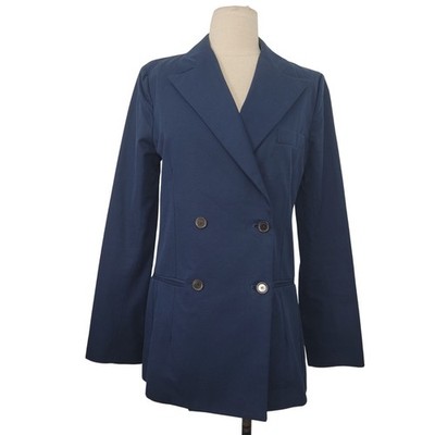 Erika Cavallini Navy Blue Cotton Double Breasted Blazer Sz 42 US 6/M Designer