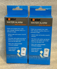 Lot of 2 - New - Sonin Water Alarm Model 00701 Detects water and sounds alarm